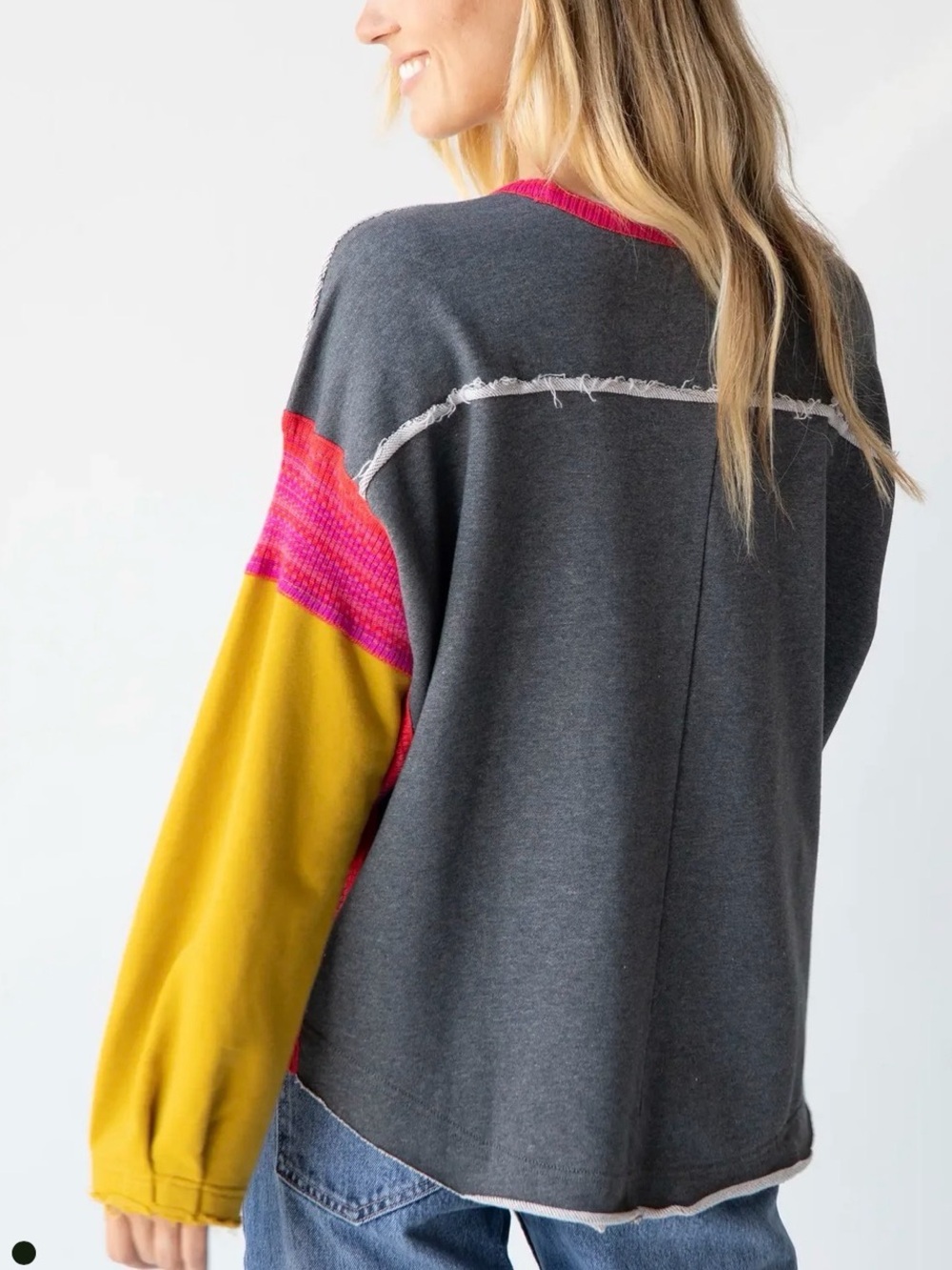 Natural Life Knit Trim Sweatshirt Size L / XL Women’s Grey - Picture 4 of 10
